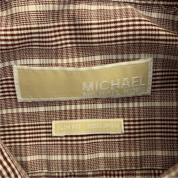 Michael Kors Mens Slim Fit Non Iron Button Up Long Sleeves Plaid Shirt Size 15.5 - Picture 7 of 9